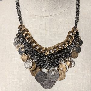 Chicos Mixed Metal Coin Bib Necklace
